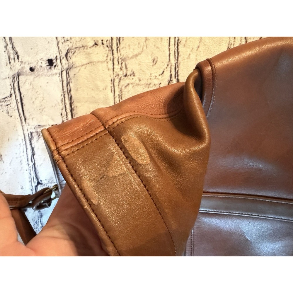 vintage Coach leather tote bag purse handbag Xlarge Brown 2 Tone - Picture 10 of 11
